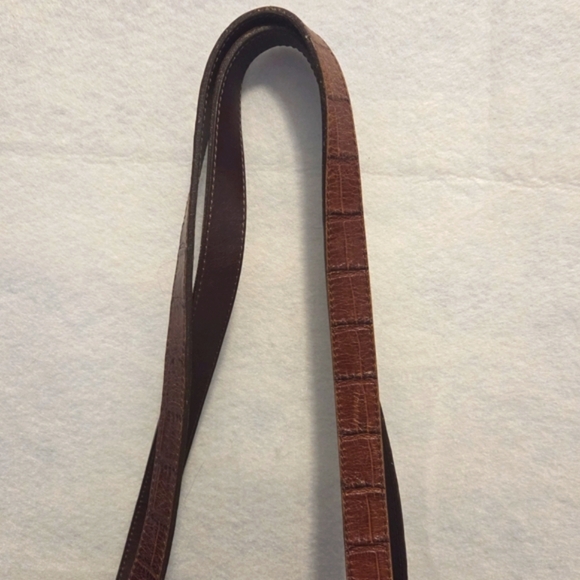 Vintage Y2K Brighton Crossbody Bag Croc-Embossed Trim Pebbled Leather Western - Picture 6 of 16